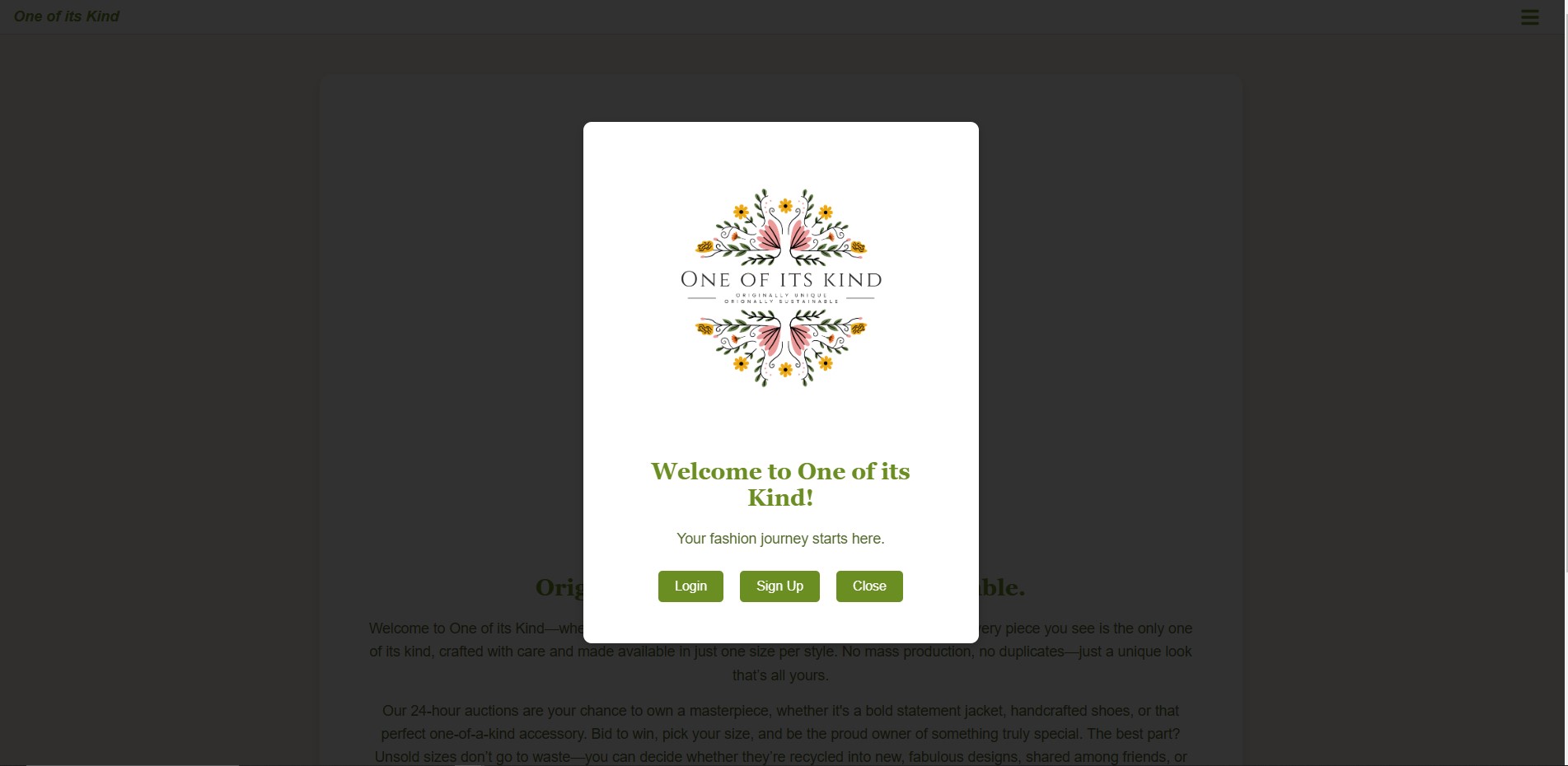 Screenshot 2 One of its Kind Homepage